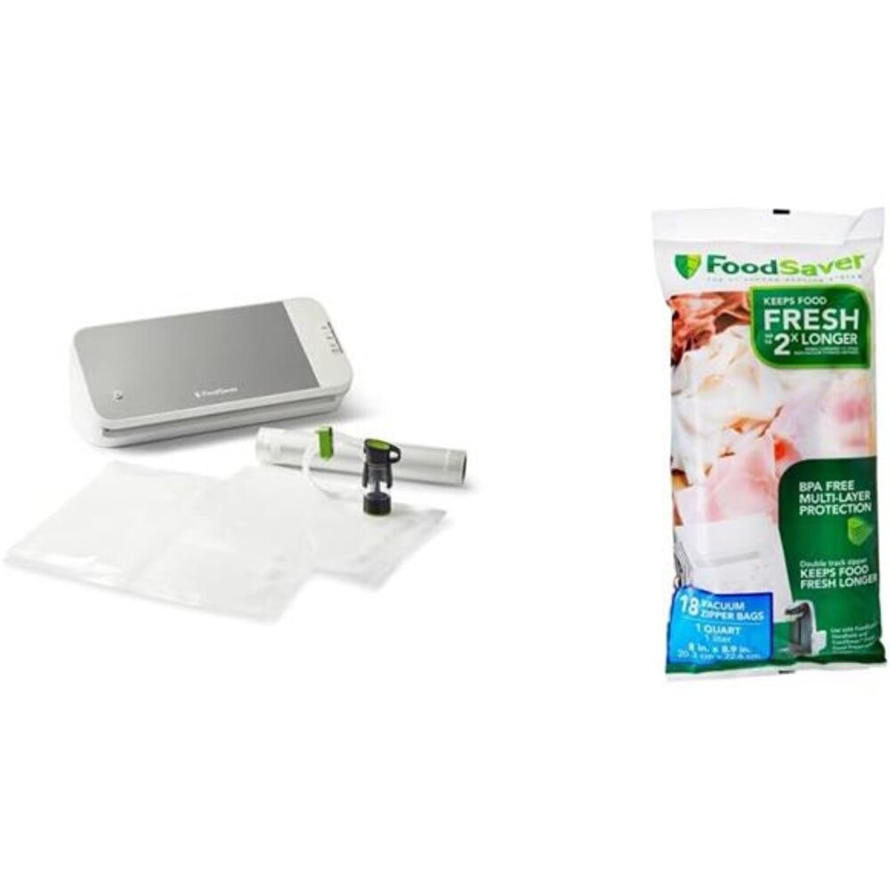 FoodSaver Vacuum Sealer Machine Bundle with Sealer Bags, Roll, Bag Storage,